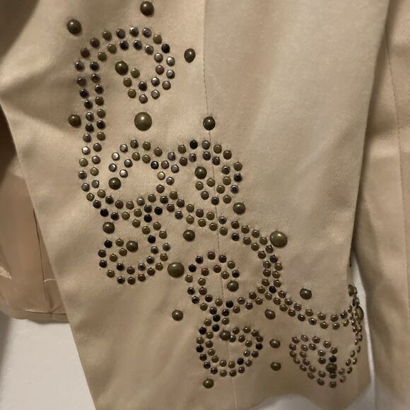 CACHE tan studded scroll pattern eye hook long sleeve jacket 0 - Picture 4 of 9